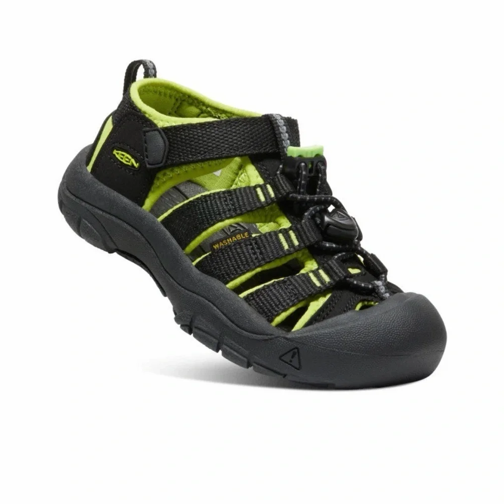 KEEN Kids Black and Lime Green Closed-Toe Sport Sandal